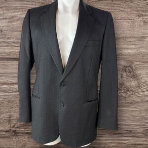 VINTAGE Gian Giacomo Soleri Suit Mens 41L Black Virgin Wool Made in Italy